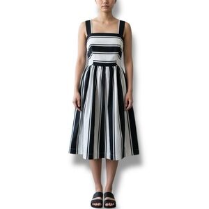 Milly Black White Striped Fit & Flare Retro 50s Dress sz 6